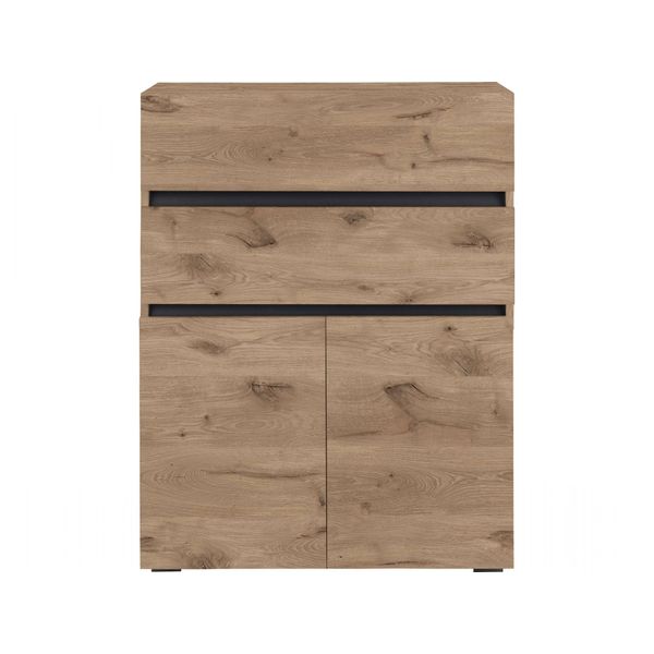 Midischrank Home Affaire "Wisla", Braun (Wiking Eiche), B:76Cm H:98Cm T:35Cm, Holzwerkstoff, SchräNke, Midischrank, HöHe 98 Cm, Mit TüRen & Schubkasten-image