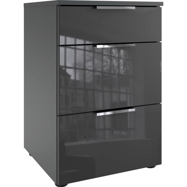 Nachtkommode wimex "Level36 C By Fresh To Go", Grau (Graphit, Glas Grau), B:41Cm H:61Cm T:41Cm, Holzwerkstoff, Sideboards, Mit Glaselementen Auf Der Front, Soft-Close Funktion, 41Cm Breit-image