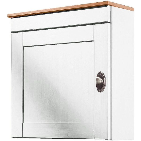 HäNgeschrank Home Affaire "Oslo", Gelb (Cremefarben, Honigfarben), B:50Cm H:55Cm T:29Cm, Massivholz, SchräNke, HäNgeschrank, 50 Cm Breit, Aus Massiver Kiefer, 1 TüR, Metallgriff, Landhaus-Optik-image