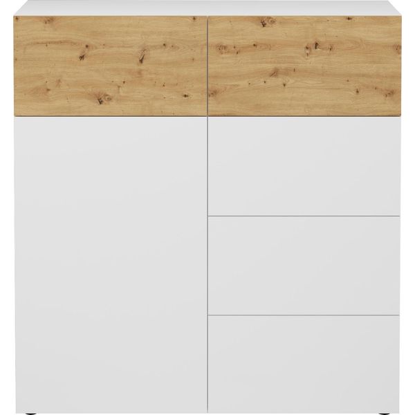 Kommode Fmd "Belm", Weiß (Brillantweiß, Artisan Eiche), B:108,9Cm H:115Cm T:41,7Cm, Holzwerkstoff, Sideboards, Kommode, Breite 109 Cm-image
