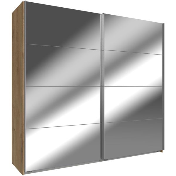 SchwebetüRenschrank Wimex "Easy", Braun (Plankeneichefarben, Spiegel), B:180Cm H:210Cm T:65Cm, SchräNke, SchwebetüRenschrank, Mit Vollspiegel-image