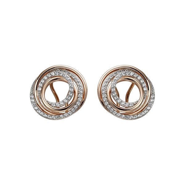 Paar Ohrstecker Jobo, Rosa (RoséGoldfarben, Weiß), Ohrringe, Damen, Silber 925 (Sterlingsilber), 925 Silber RoséGold Vergoldet Mit 92 Zirkonia-image