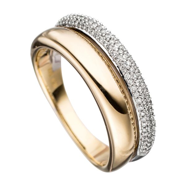 Diamantring Jobo "Ring Mit 101 Diamanten" Gr. 50, Gelb (Gelbgold 585), Fingerringe, Damen, 50, Si = Kleine EinschlüSse, Diamanten Gelbgold 585 WeißGold 585, Diamanten, Gelbgold 585, WeißGold 585, Diamantring, 585 Gold Bicolor-image