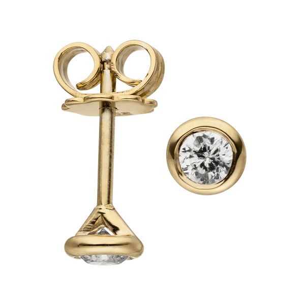 Paar Ohrstecker Jobo "Ohrringe SolitäR Diamanten Brillanten 0,14 Ct.", Gelb (Gelbgold 585), Ohrringe, Damen, 4,1Mm, Si = Kleine EinschlüSse, Diamanten Gelbgold 585, Diamanten, Gelbgold 585, 585 Gold-image