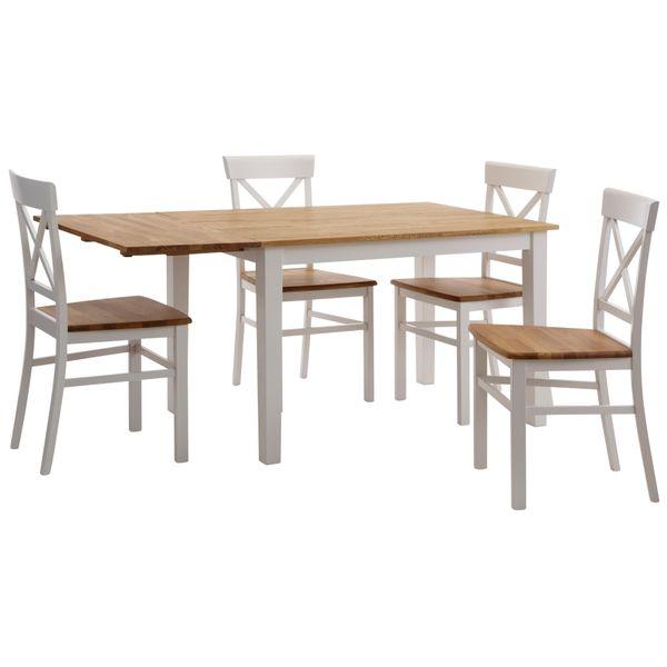 Esstisch Home Affaire "Samba", Weiß (Weiß, Eiche), B:120Cm H:74Cm T:80Cm, Tische, MöBel Esstisch KüChentisch Tisch, Breite 120 Cm, Mit Ausklappbarer Tischplatte-image