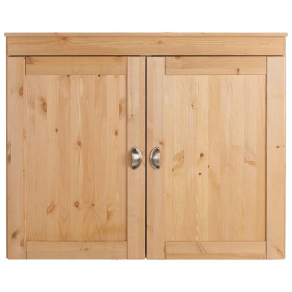 HäNgeschrank Home Affaire "Oslo", Beige (Natur Gebeizt, Gewachst), B:100Cm H:80Cm T:29Cm, Massivholz, SchräNke, HäNgeschrank, 100 Cm Breit, Massiver Kiefer, 2 TüRen, Metallgriffe, Landhaus-Optik-image