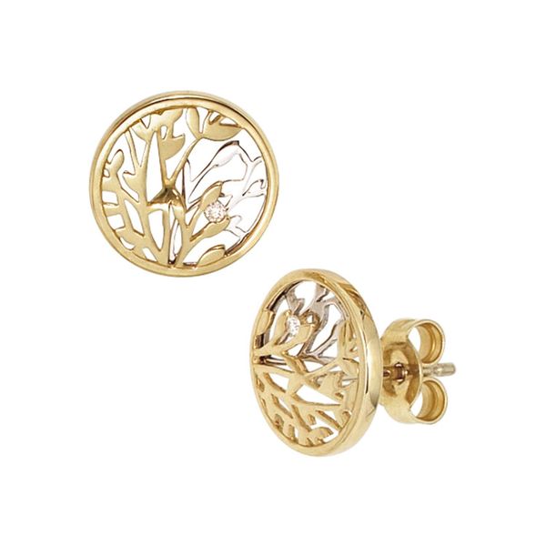 Paar Ohrstecker Jobo, Gelb (Gelbgold 585), Ohrringe, Damen, 11,6Mm, Si = Kleine EinschlüSse, Diamanten Gelbgold 585 WeißGold 585, Diamanten, Gelbgold 585, WeißGold 585, Rund 585 Gold Bicolor Mit 2 Diamanten-image