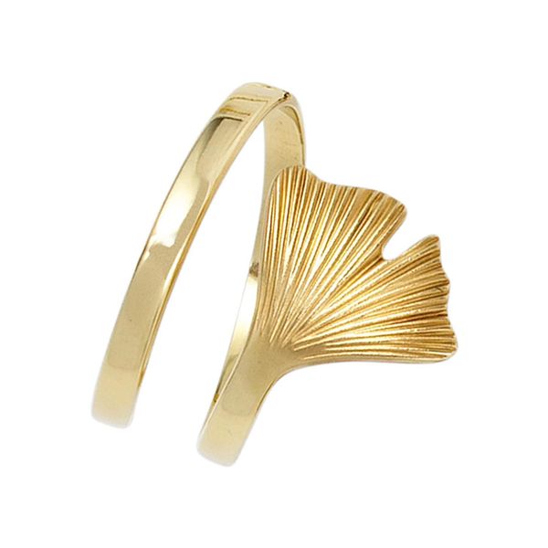 Goldring Jobo "Ginko" Gr. 54, Gelb (Gelbgold 375), Fingerringe, Damen, 54, Gelbgold 375, Goldring, Breit 375 Gold-image