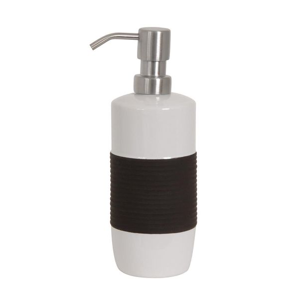 Msv Distributore Di Sapone "Moorea"" Distributore Di Sapone Liquido In Ceramica, 7,5 X 7,5 X 21 Cm - 400Ml - Marrone"-image