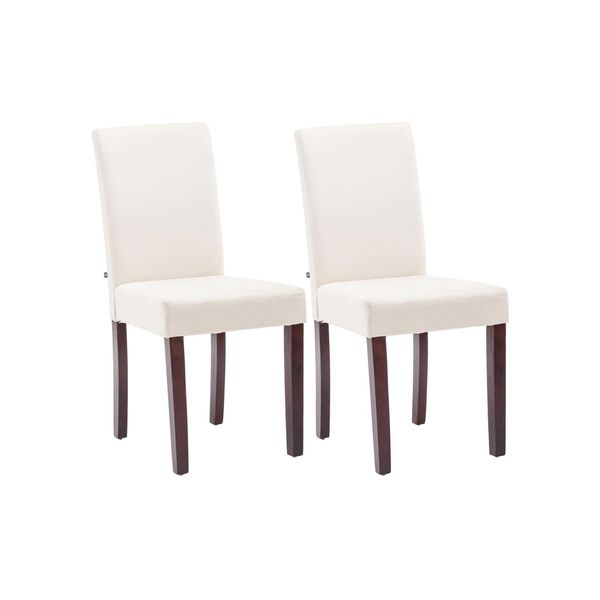 CLP 2Er Set Esszimmerstuhl Ina Stoff Cappuccino Farbe:Creme;Gestell Farbe:Cappuccino-image