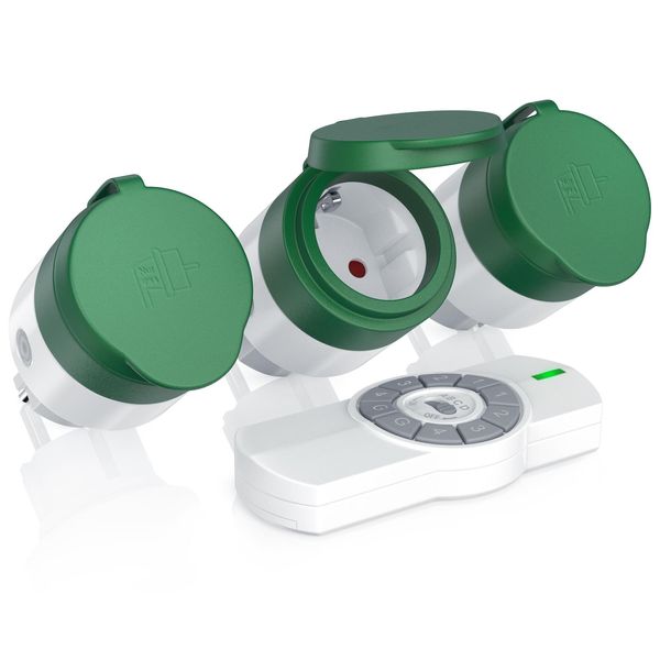 Bearware AußEnbereich Funksteckdosen-Set 3X Outdoor Steckdosen + Fernbedienung / Max. 25M-image