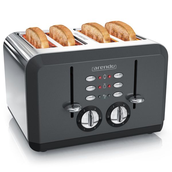 Arendo Toaster FüR 4 Scheiben, 1630 W, Automatik, Edelstahl, WäRmeisolierendes DoppelwandgehäUse, Grau-image