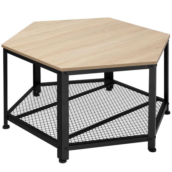 Tectake® Couchtisch, Industrial Style, Sechseckig Mit Gitterablage, 86,5 X 75 X 46,5 Cm-image