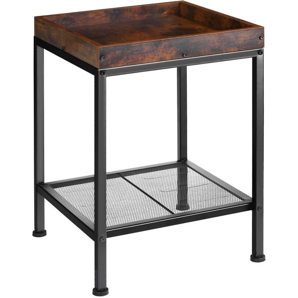 Tectake® Beistelltisch, Industrial Style, Mit Ablage In Tablettform Und Gitterablage, 41,5 X 41 X 56 Cm-image
