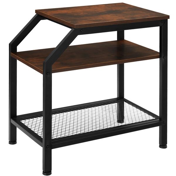 Tectake® Beistelltisch, Industrial Style, Mit 2 Ablagen Und Gitterablage, 36,5 X 58,5 X 59,5 Cm-image