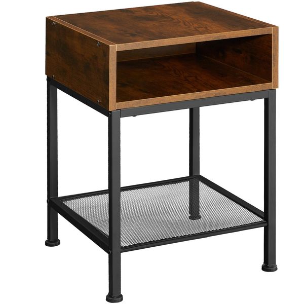 Tectake® Nachttisch, Industrial Style, Mit Offenem Fach Und Gitterablage, 40,5 X 40,5 X 59 Cm-image