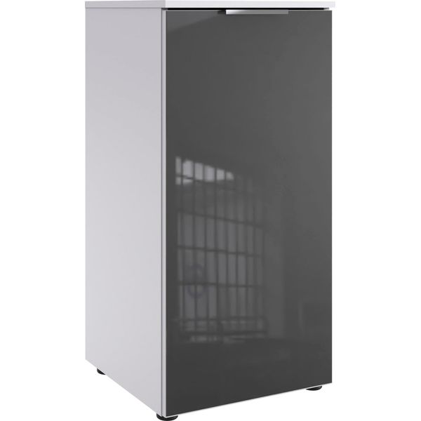 Kommode Wimex "Level36 C By Fresh To Go", Weiß (Weiß, Glas Grau), B:41Cm H:92Cm T:41Cm, Holzwerkstoff, Sideboards, Kommode, Mit Glaselementen Auf Der Front, Soft-Close Funktion, 41Cm Breit-image