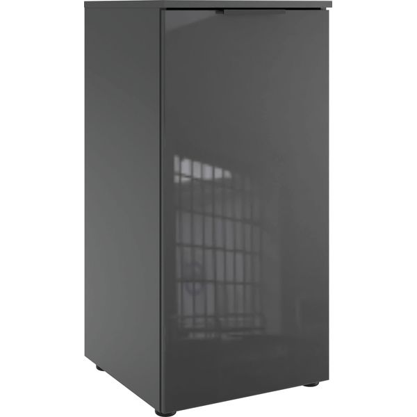 Kommode Wimex "Level36 Black C By Fresh To Go", Grau (Graphit, Glas Grau), B:41Cm H:92Cm T:41Cm, Holzwerkstoff, Sideboards, Kommode, Mit Glaselementen Auf Der Front, Soft-Close Funktion, 41Cm Breit-image