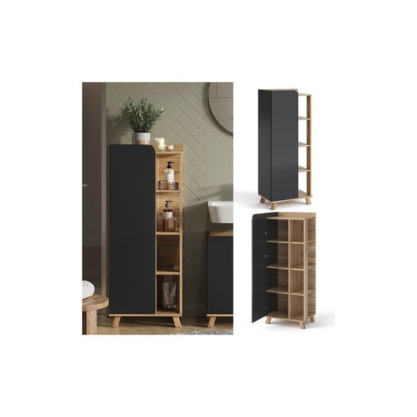 Vicco Midischrank Karen Sonoma Anthrazit 50 X 128 Cm TüR Offene FäCher-image