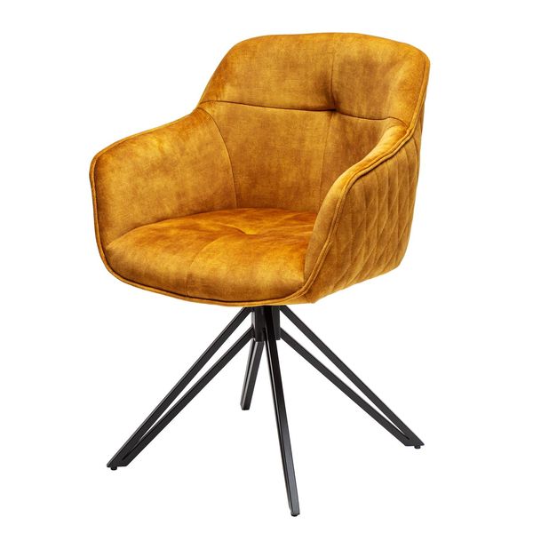 Riess-Ambiente Stuhl Euphoria - Drehbar Senfgelb Samt Armlehne Metallgestell Schwarz Esszimmer-image