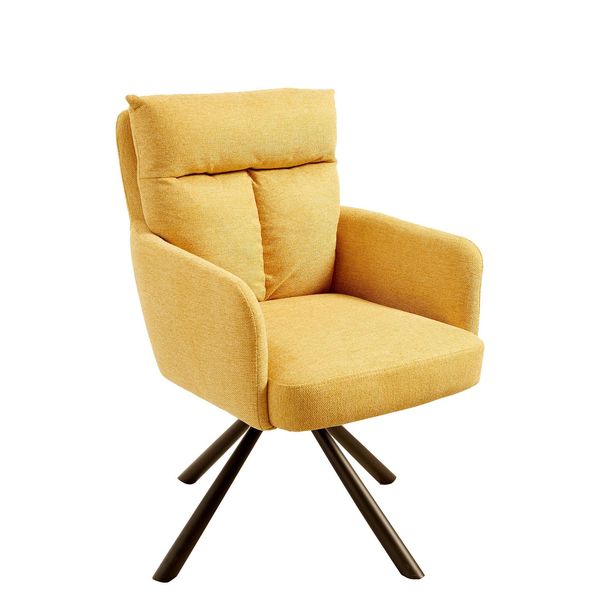 Riess-Ambiente Stuhl BIG George - Drehbar Retro Senfgelb Armlehnen Bonellfederkernpolsterung Esszimmer-image