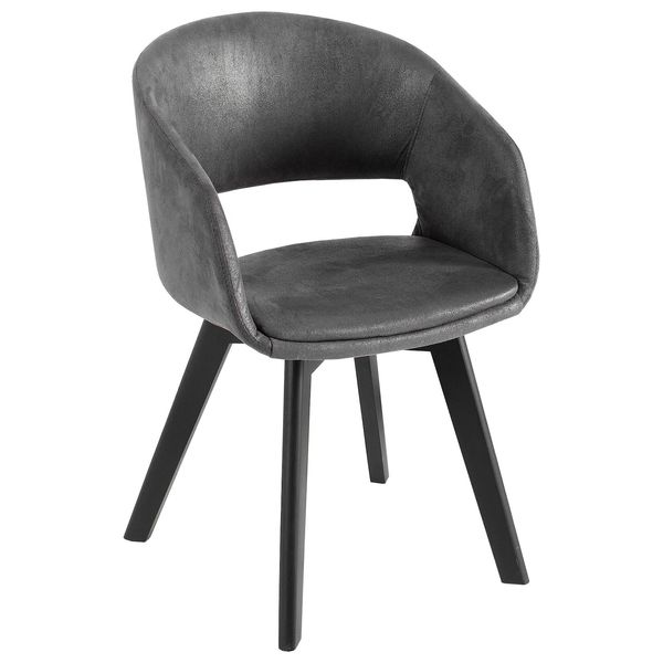Riess-Ambiente Stuhl Nordic Star - Antik Grau Microfaser Massivholz Schwarz Mit Armlehne Gepolstert-image