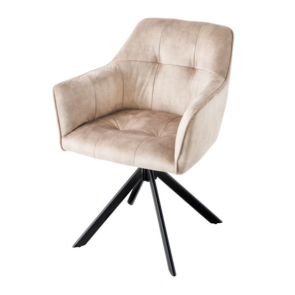 Riess-Ambiente Stuhl Loft - Champagner Samt Drehbar Metallgestell Schwarz Mit Armlehne-image
