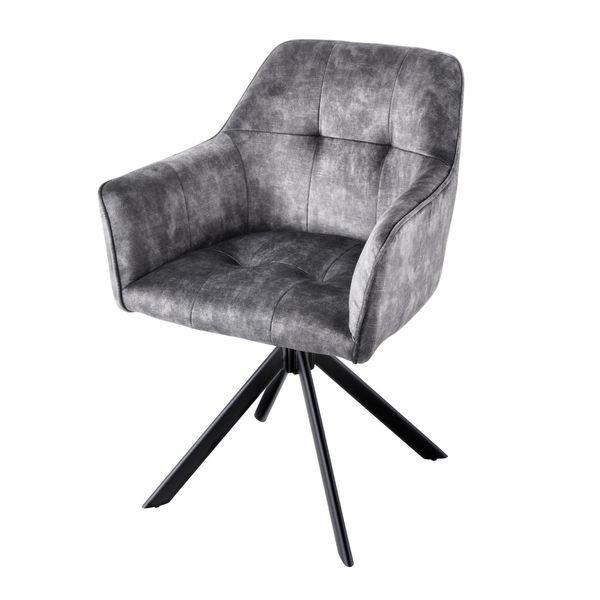 Riess-Ambiente Stuhl Loft - Dunkelgrau Samt Drehbar Metallgestell Schwarz Mit Armlehne-image