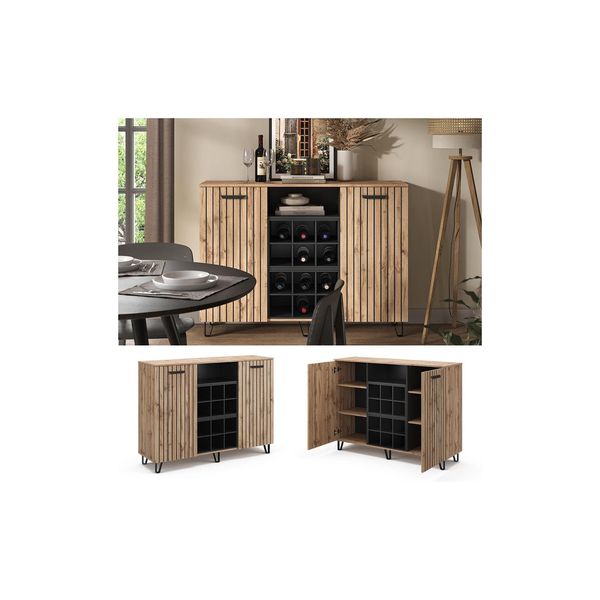 Vicco Sideboard Amber Eiche Wotan 134 X 100 Cm Mit 2 TüRen-image