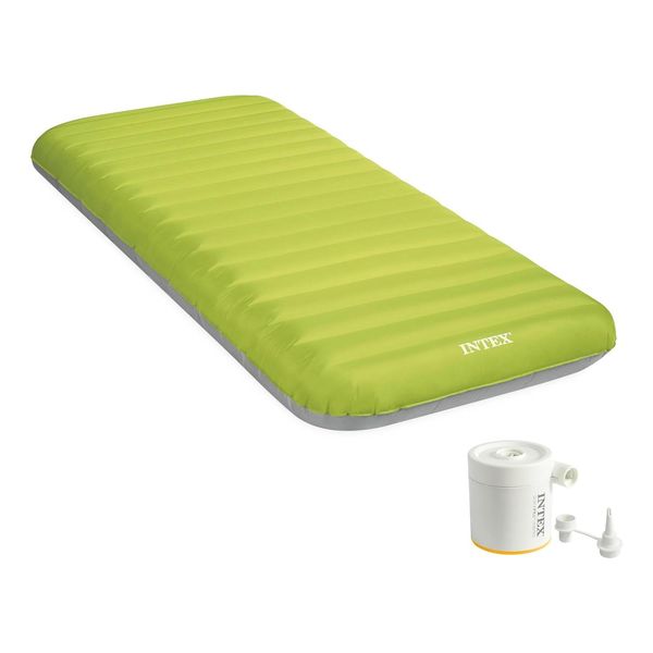 Intex 64097NP - Luftbett - Dura-Beam Truaire Inkl. Usb-Luftpumpe (GrüN, 76X191X17Cm) Luftmatratze Campingbett-image