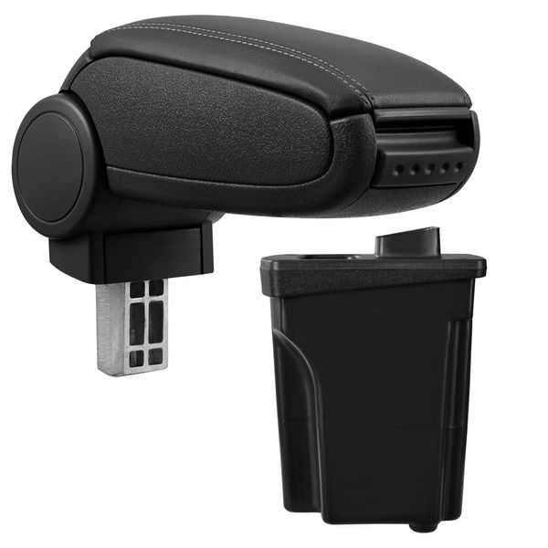 [Bracciolo Centrale, Su Misura Per Hyundai I30 Gd (Dal 2012) - Bracciolo Con Vano Portaoggetti - Imbottito - Pelle Artificiale - Nero-image