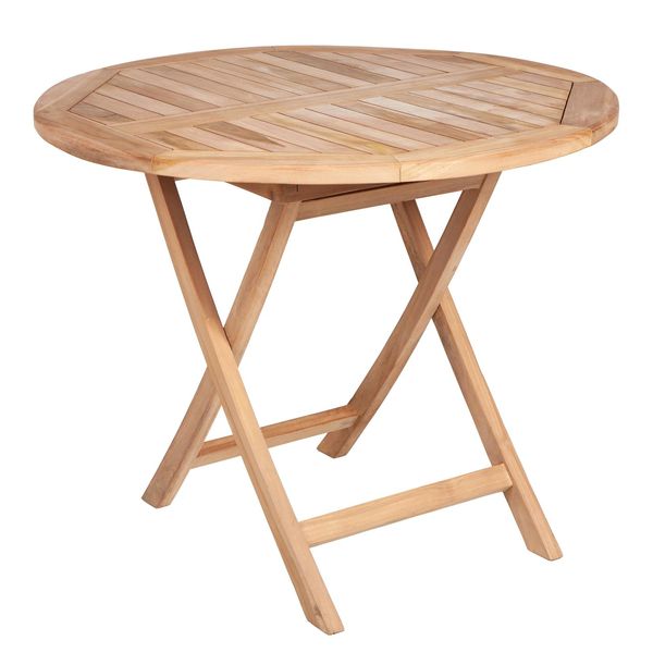 Riess-Ambiente Gartentisch Empire Teak - 90Cm Teakholz Rund Klappbar Balkontisch Outdoor Massiv-image
