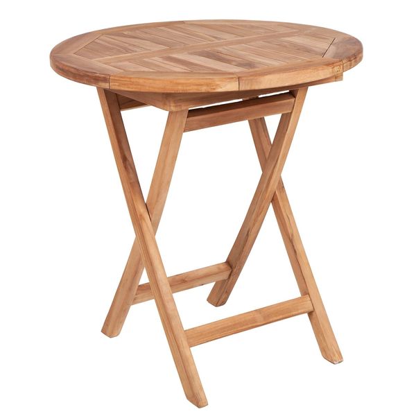 Riess-Ambiente Gartentisch Empire Teak - Massiv 70Cm Natur Teakholz Rund Klappbar Balkontisch Outdoor-image