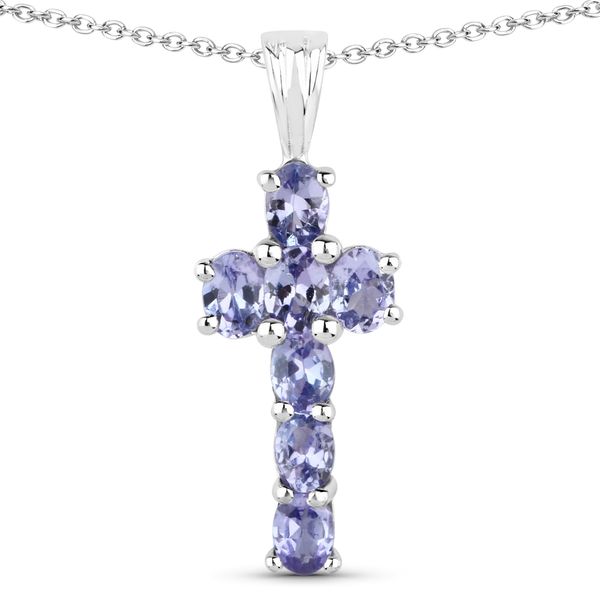 Kette Mit AnhäNger Vira Jewels "925-Sterling Silber Rhodiniert GläNzend Tansanit Violett", Weiß, Halsketten, Damen, 45Cm, 1,19, Silber 925 (Sterlingsilber), L: 45 B: 10Mm, GläNzend, B:10Mm-image