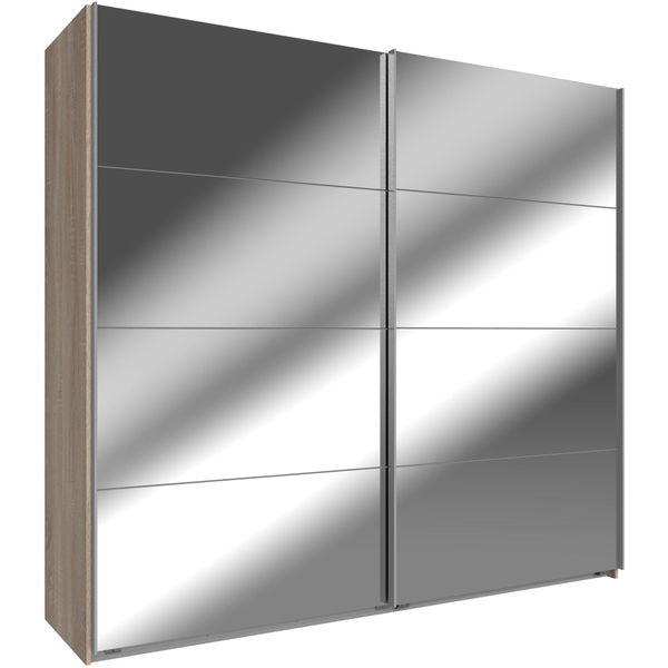 SchwebetüRenschrank Wimex "Easy", Braun (Struktureichefarben Hell, Spiegel), B:225Cm H:210Cm T:65Cm, SchräNke, SchwebetüRenschrank, Mit Vollspiegel-image
