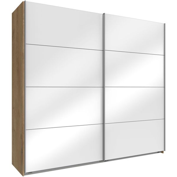 SchwebetüRenschrank Wimex "Easy", Braun (Plankeneichefarben, WeißGlas), B:225Cm H:210Cm T:65Cm, SchräNke, SchwebetüRenschrank, Mit Vollglas-image