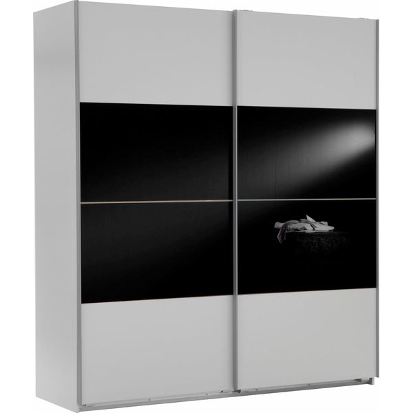 SchwebetüRenschrank Wimex "Easy", Schwarz-Weiß (Weiß, Schwarzglas), B:135Cm H:210Cm T:65Cm, SchräNke, SchwebetüRenschrank, Mit Teilglas-image