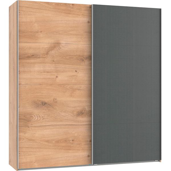SchwebetüRenschrank Wimex "Easy", Grau (Plankeneichefarben, Grauglas), B:180Cm H:210Cm T:65Cm, SchräNke, SchwebetüRenschrank, Mit Teilglas-image
