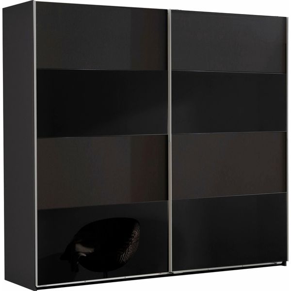 SchwebetüRenschrank wimex "Easy", Grau (Graphit, Schwarzglas), B:225Cm H:210Cm T:65Cm, SchräNke, SchwebetüRenschrank, Mit Teilglas-image