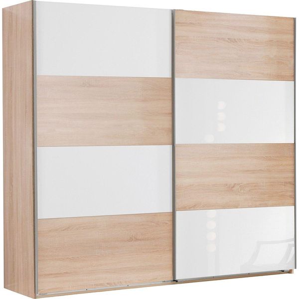 SchwebetüRenschrank Wimex "Easy", Braun (Struktureichefarben Hell, WeißGlas), B:225Cm H:210Cm T:65Cm, SchräNke, SchwebetüRenschrank, Mit Teilglas-image