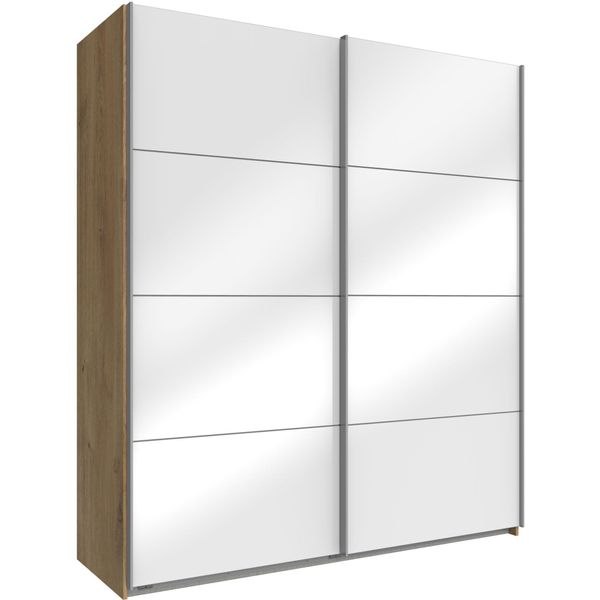 SchwebetüRenschrank Wimex "Easy", Braun (Plankeneichefarben, WeißGlas), B:135Cm H:210Cm T:65Cm, SchräNke, SchwebetüRenschrank, Mit Vollglas-image