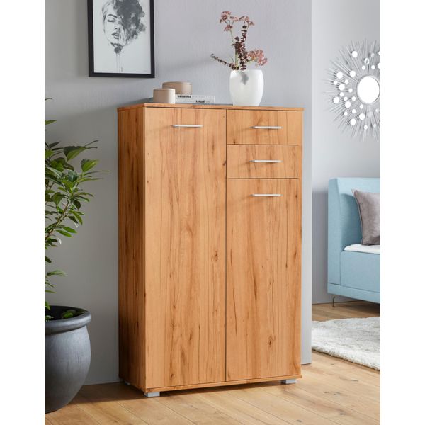 Kombikommode Priess, Beige (Astkernbuchefarben), B:82Cm H:135Cm T:38Cm, Holzwerkstoff, Sideboards, Kombikommode-image