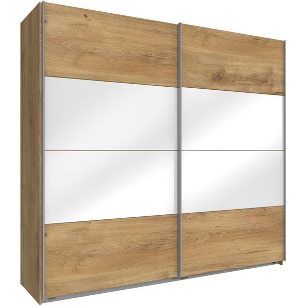 SchwebetüRenschrank wimex "Easy", Braun (Plankeneichefarben, WeißGlas), B:225Cm H:210Cm T:65Cm, SchräNke, SchwebetüRenschrank, Mit Teilglas-image