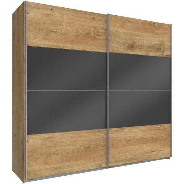 SchwebetüRenschrank Wimex "Easy", Grau (Plankeneichefarben, Grauglas), B:270Cm H:210Cm T:65Cm, SchräNke, SchwebetüRenschrank, Mit Teilglas-image