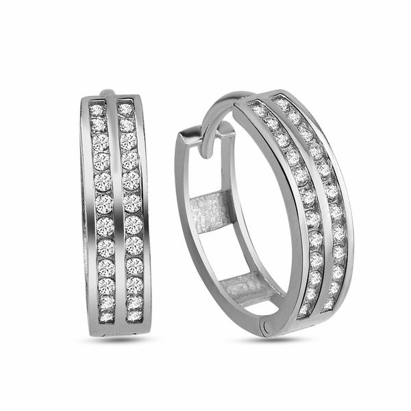 Paar Creolen Dkeniz "925/- Sterling Silber Pave", Silber (Silber, Weiß), Ohrringe, Damen, One-Size, Silber 925 (Sterlingsilber)-image