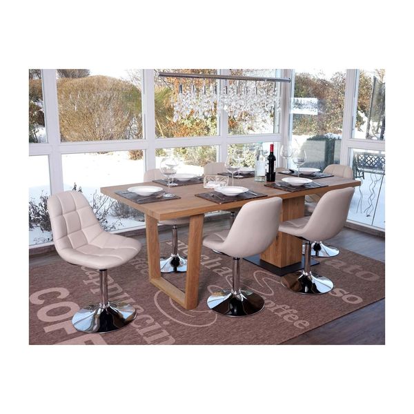 6Er-Set Esszimmerstuhl MCW-A60, Stuhl Drehstuhl, Chrom ~ Kunstleder Creme-image
