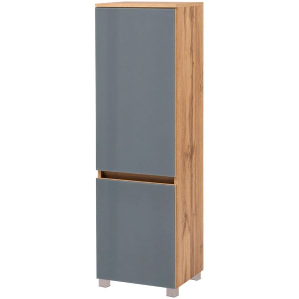 Midischrank Welltime "Horki", Grau, B:40Cm H:130Cm T:35Cm, Holzwerkstoff, SchräNke, Midischrank, 40 Cm Breit-image