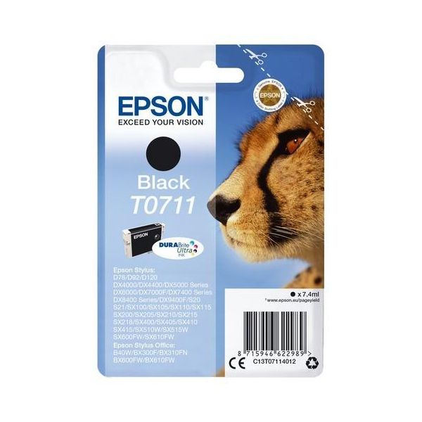 Original Epson Stylus Sx 400 Wifi (C13T07114011 / T0711) Druckerpatrone Schwarz-image
