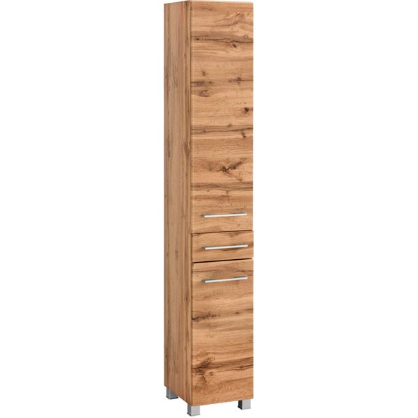 Hochschrank Welltime "Soria", Braun (Eichefarben, Eichefarben), B:30Cm H:185Cm T:35Cm, SchräNke, Bad-Hochschrank Hochschrank-image