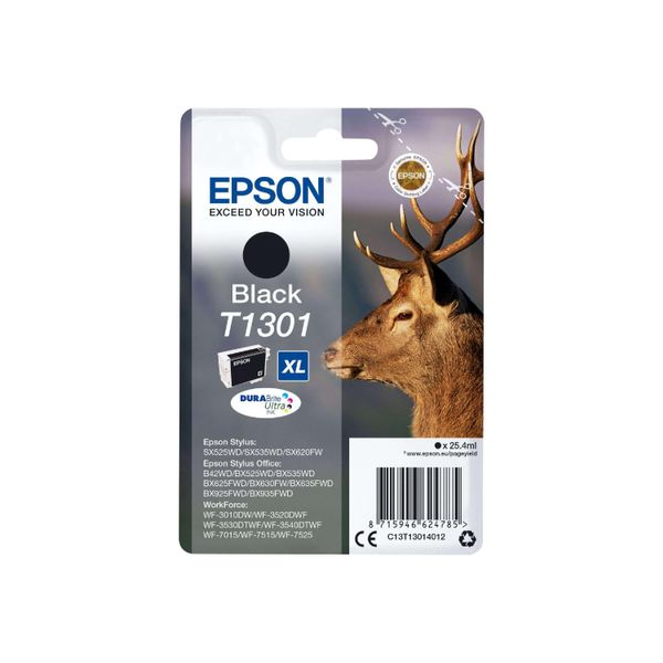 Original Epson Workforce WF-3520 Dwf (C13T13014012 / T1301) Druckerpatrone Schwarz-image